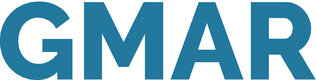 Logo mit dem Wort "GMAR" in blauer Schrift.
