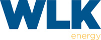 WLK energy Logo mit blauen großen Buchstaben und oranger Schrift.