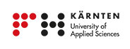 Logo der Fachhochschule Kärnten mit rotem und schwarzem Punktdesign.