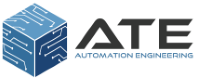Logo von ATE Automation Engineering mit stilisiertem Würfel.