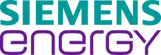 Logo von Siemens Energy in teal und lila Farben.