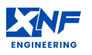 Logo von XNF Engineering in Blau und Weiß.