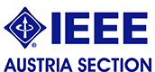Logo der IEEE Österreich-Sektion in Blau und Weiß.